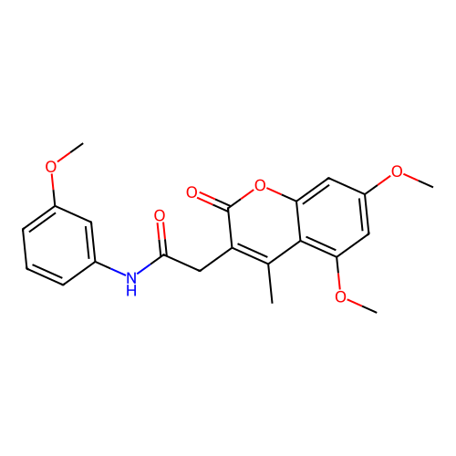 2-(5,7-dimethoxy-4-methyl-2-oxo-2H-chromen-3-yl)-N-(3-methoxyphenyl)acetamide structure