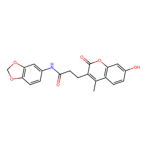 N-(benzo[d][1,3]dioxol-5-yl)-3-(7-hydroxy-4-methyl-2-oxo-2H-chromen-3-yl)propanamide structure