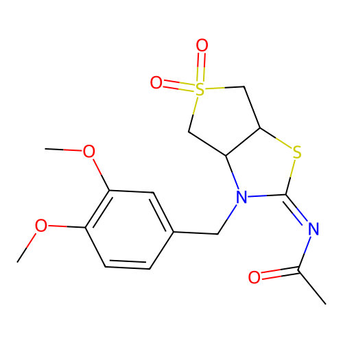 (Z)-N-(3-(3,4-dimethoxybenzyl)-5,5-dioxidotetrahydrothieno[3,4-d]thiazol-2(3H)-ylidene)acetamide structure