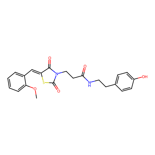 N-[2-(4-hydroxyphenyl)ethyl]-3-[(5Z)-5-(2-methoxybenzylidene)-2,4-dioxo-1,3-thiazolidin-3-yl]propanamide structure