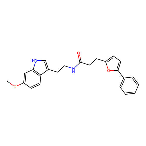 N-[2-(6-methoxy-1H-indol-3-yl)ethyl]-3-(5-phenylfuran-2-yl)propanamide structure