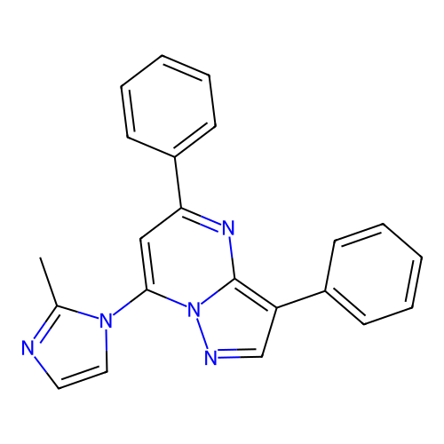 7-(2-methyl-1H-imidazol-1-yl)-3,5-diphenylpyrazolo[1,5-a]pyrimidine structure