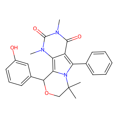 10-(3-hydroxyphenyl)-1,3,7,7-tetramethyl-5-phenyl-1,7,8,10-tetrahydro-2H-pyrimido[4',5':3,4]pyrrolo[2,1-c][1,4]oxazine-2,4(3H)-dione structure