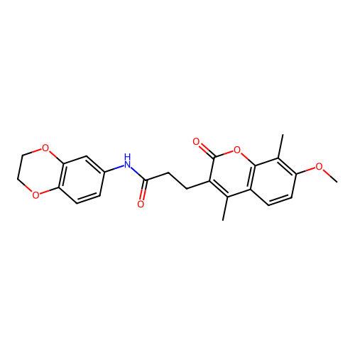 N-(2,3-dihydro-1,4-benzodioxin-6-yl)-3-(7-methoxy-4,8-dimethyl-2-oxo-2H-chromen-3-yl)propanamide structure