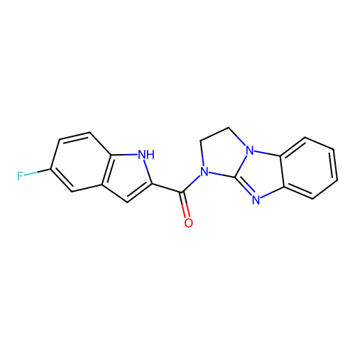 2,3-dihydro-1H-imidazo[1,2-a]benzimidazol-1-yl(5-fluoro-1H-indol-2-yl)methanone structure
