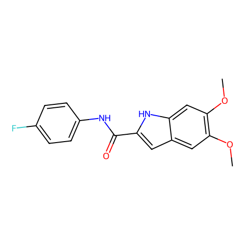 N-(4-fluorophenyl)-5,6-dimethoxy-1H-indole-2-carboxamide structure