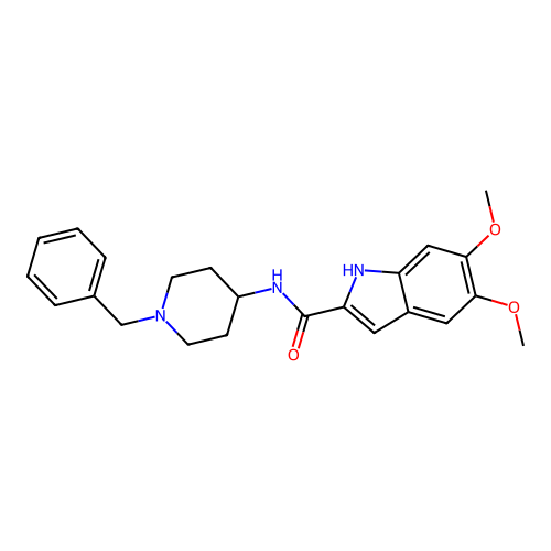 N-(1-benzylpiperidin-4-yl)-5,6-dimethoxy-1H-indole-2-carboxamide structure