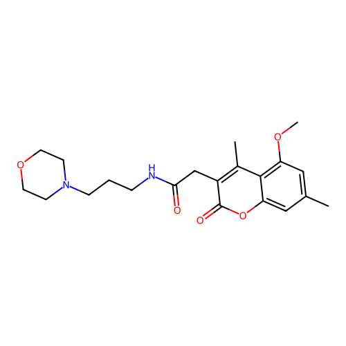 2-(5-methoxy-4,7-dimethyl-2-oxo-2H-chromen-3-yl)-N-(3-morpholinopropyl)acetamide structure