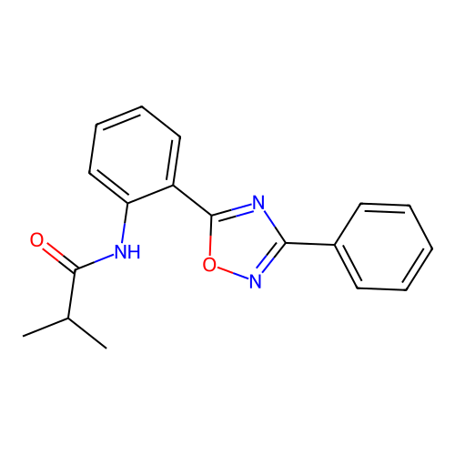 2-methyl-N-[2-(3-phenyl-1,2,4-oxadiazol-5-yl)phenyl]propanamide structure