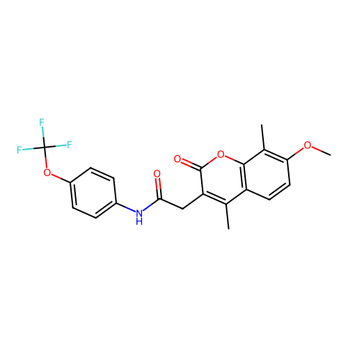 2-(7-methoxy-4,8-dimethyl-2-oxo-2H-chromen-3-yl)-N-(4-(trifluoromethoxy)phenyl)acetamide structure