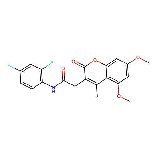 N-(2,4-difluorophenyl)-2-(5,7-dimethoxy-4-methyl-2-oxo-2H-chromen-3-yl)acetamide structure