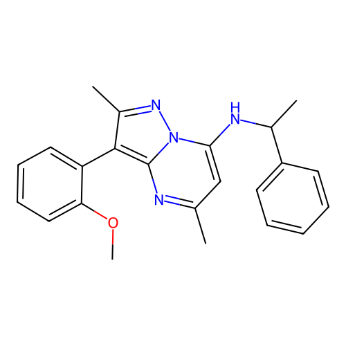 3-(2-methoxyphenyl)-2,5-dimethyl-N-(1-phenylethyl)pyrazolo[1,5-a]pyrimidin-7-amine structure