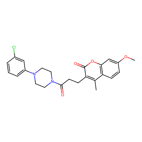3-(3-(4-(3-chlorophenyl)piperazin-1-yl)-3-oxopropyl)-7-methoxy-4-methyl-2H-chromen-2-one structure