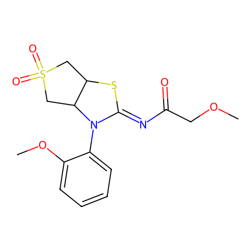 2-methoxy-N-[(2Z)-3-(2-methoxyphenyl)-5,5-dioxidotetrahydrothieno[3,4-d][1,3]thiazol-2(3H)-ylidene]acetamide structure