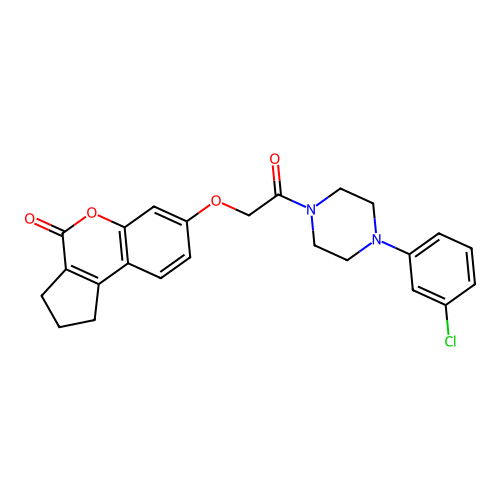7-(2-(4-(3-chlorophenyl)piperazin-1-yl)-2-oxoethoxy)-2,3-dihydrocyclopenta[c]chromen-4(1H)-one structure