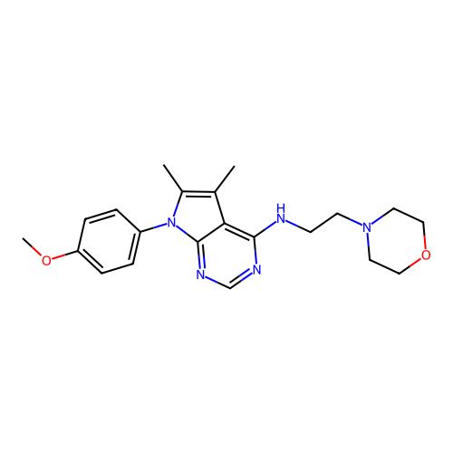 7-(4-methoxyphenyl)-5,6-dimethyl-N-(2-morpholin-4-ylethyl)pyrrolo[2,3-d]pyrimidin-4-amine structure