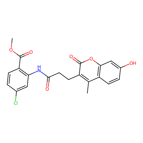 methyl 4-chloro-2-(3-(7-hydroxy-4-methyl-2-oxo-2H-chromen-3-yl)propanamido)benzoate structure