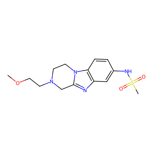 N-[2-(2-methoxyethyl)-3,4-dihydro-1H-pyrazino[1,2-a]benzimidazol-8-yl]methanesulfonamide structure