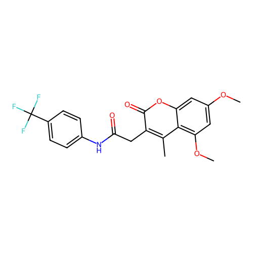 2-(5,7-dimethoxy-4-methyl-2-oxo-2H-chromen-3-yl)-N-(4-(trifluoromethyl)phenyl)acetamide structure
