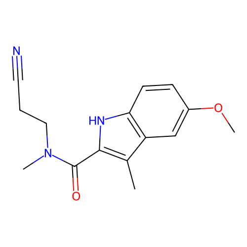 N-(2-cyanoethyl)-5-methoxy-N,3-dimethyl-1H-indole-2-carboxamide structure