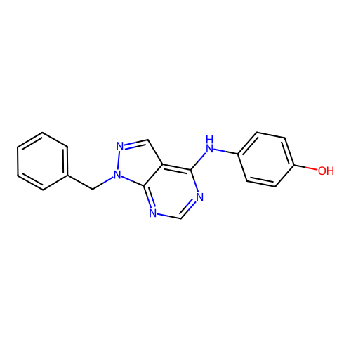 4-((1-benzyl-1H-pyrazolo[3,4-d]pyrimidin-4-yl)amino)phenol structure