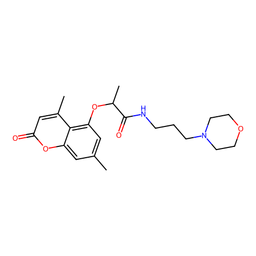 2-(4,7-dimethyl-2-oxochromen-5-yl)oxy-N-(3-morpholin-4-ylpropyl)propanamide structure