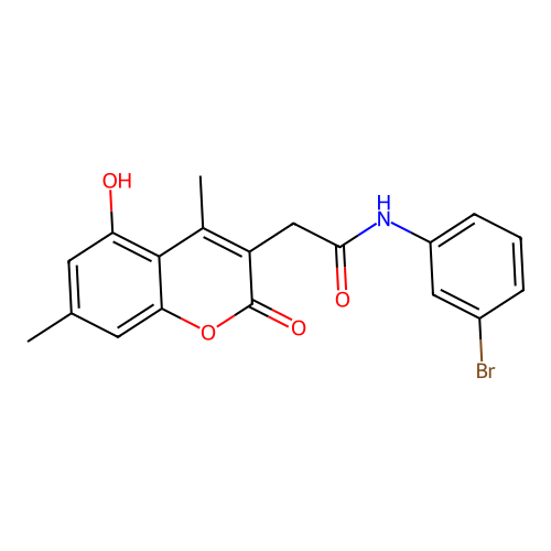 N-(3-bromophenyl)-2-(5-hydroxy-4,7-dimethyl-2-oxo-2H-chromen-3-yl)acetamide structure