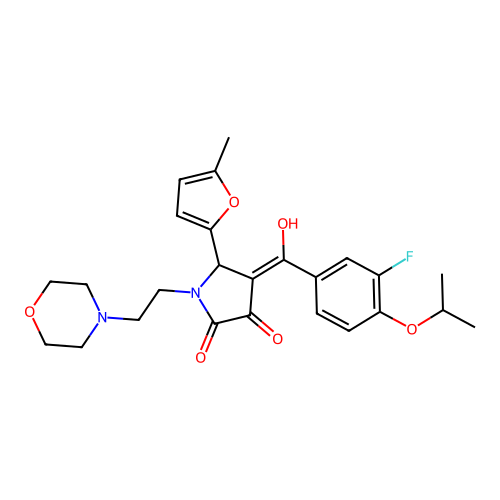 4-[(3-fluoro-4-propan-2-yloxyphenyl)-hydroxymethylidene]-5-(5-methylfuran-2-yl)-1-(2-morpholin-4-ylethyl)pyrrolidine-2,3-dione structure