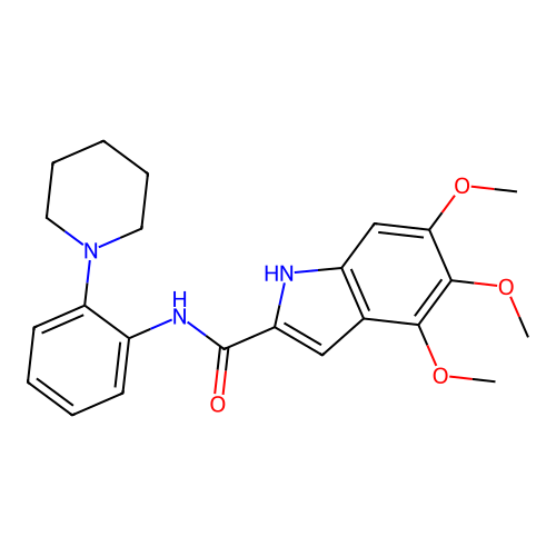 4,5,6-trimethoxy-N-(2-(piperidin-1-yl)phenyl)-1H-indole-2-carboxamide structure