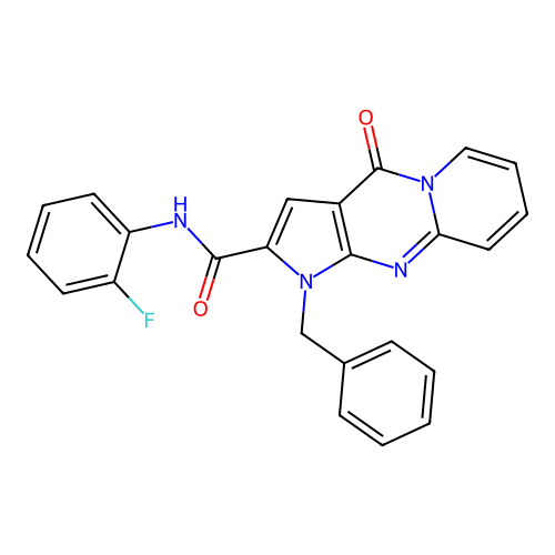 1-benzyl-N-(2-fluorophenyl)-4-oxo-1,4-dihydropyrido[1,2-a]pyrrolo[2,3-d]pyrimidine-2-carboxamide structure