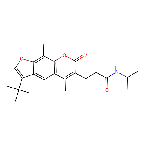 3-(3-(tert-butyl)-5,9-dimethyl-7-oxo-7H-furo[3,2-g]chromen-6-yl)-N-isopropylpropanamide structure