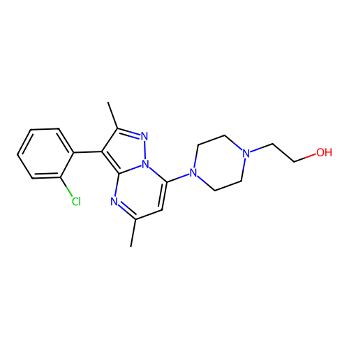 2-(4-(3-(2-chlorophenyl)-2,5-dimethylpyrazolo[1,5-a]pyrimidin-7-yl)piperazin-1-yl)ethanol structure