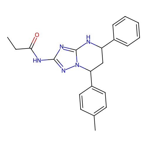 N-(5-phenyl-7-(p-tolyl)-4,5,6,7-tetrahydro-[1,2,4]triazolo[1,5-a]pyrimidin-2-yl)propionamide structure
