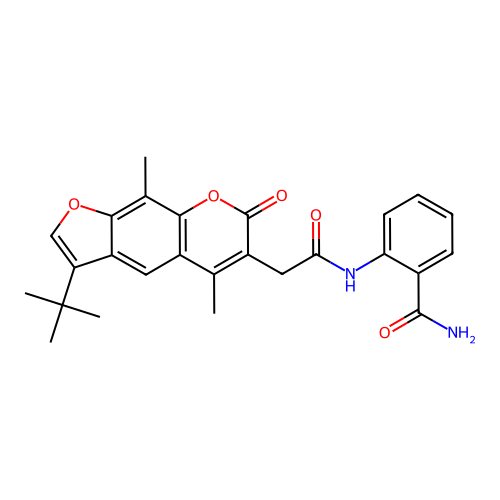2-(2-(3-(tert-butyl)-5,9-dimethyl-7-oxo-7H-furo[3,2-g]chromen-6-yl)acetamido)benzamide structure
