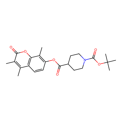 1-tert-butyl 4-(3,4,8-trimethyl-2-oxo-2H-chromen-7-yl) piperidine-1,4-dicarboxylate structure