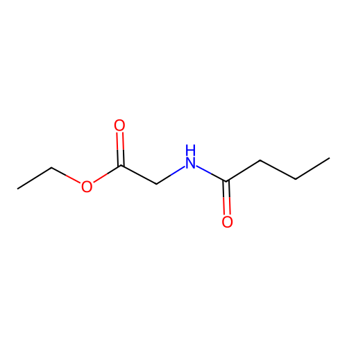 N-butanoylglycine ethyl ester structure