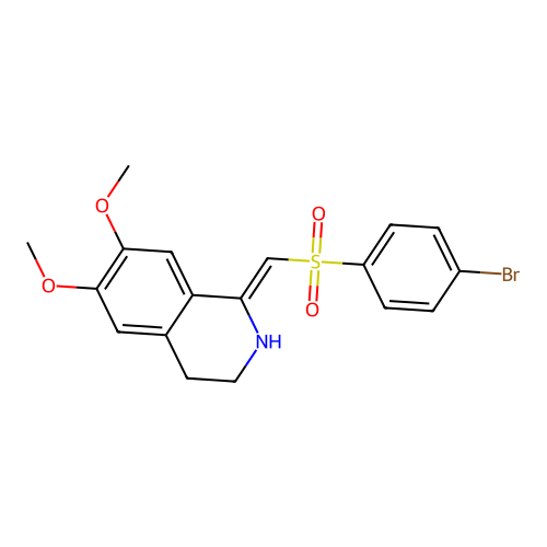 (1Z)-1-{[(4-bromophenyl)sulfonyl]methylidene}-6,7-dimethoxy-1,2,3,4-tetrahydroisoquinoline structure