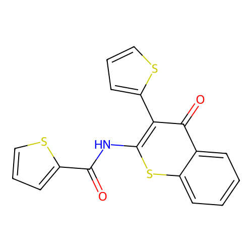 N-(4-oxo-3-(thiophen-2-yl)-4H-thiochromen-2-yl)thiophene-2-carboxamide structure