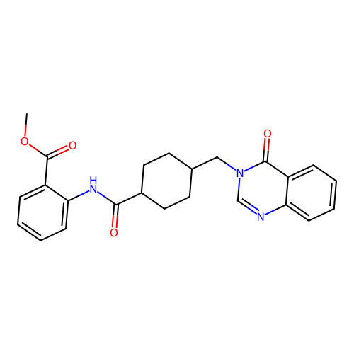 methyl 2-(4-((4-oxoquinazolin-3(4H)-yl)methyl)cyclohexanecarboxamido)benzoate structure