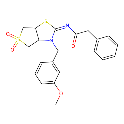 (Z)-N-(3-(3-methoxybenzyl)-5,5-dioxidotetrahydrothieno[3,4-d]thiazol-2(3H)-ylidene)-2-phenylacetamide structure