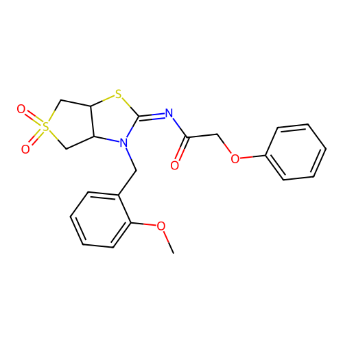 (Z)-N-(3-(2-methoxybenzyl)-5,5-dioxidotetrahydrothieno[3,4-d]thiazol-2(3H)-ylidene)-2-phenoxyacetamide structure