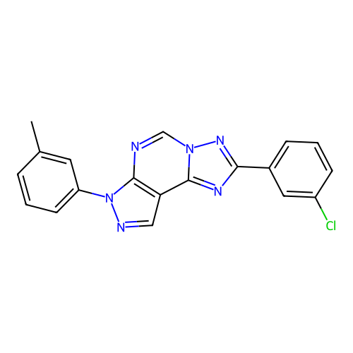 2-(3-chlorophenyl)-7-(3-methylphenyl)-7H-pyrazolo[4,3-e][1,2,4]triazolo[1,5-c]pyrimidine structure