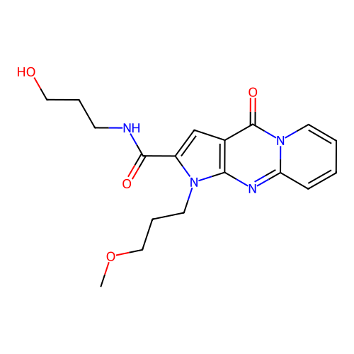 N-(3-hydroxypropyl)-1-(3-methoxypropyl)-4-oxo-1,4-dihydropyrido[1,2-a]pyrrolo[2,3-d]pyrimidine-2-carboxamide structure
