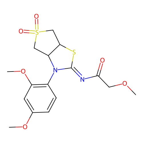 N-[(2Z)-3-(2,4-dimethoxyphenyl)-5,5-dioxidotetrahydrothieno[3,4-d][1,3]thiazol-2(3H)-ylidene]-2-methoxyacetamide structure