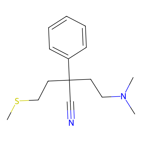 2-(2-Dimethylaminoethyl)-4-methylsulfanyl-2-phenylbutanenitrile structure
