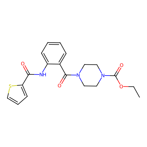 Ethyl 4-{[2-(2-thienylcarbonylamino)phenyl]carbonyl}piperazinecarboxylate structure