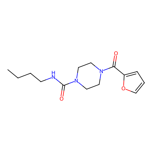 N-butyl-4-(furan-2-carbonyl)piperazine-1-carboxamide structure
