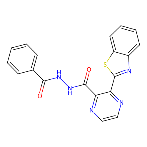 3-(1,3-benzothiazol-2-yl)-N'-(phenylcarbonyl)pyrazine-2-carbohydrazide structure