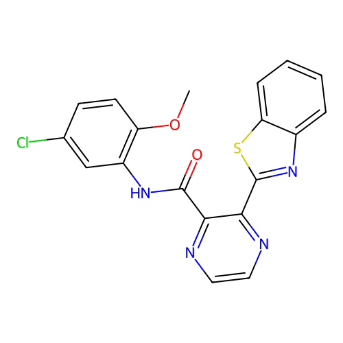 3-(1,3-benzothiazol-2-yl)-N-(5-chloro-2-methoxyphenyl)pyrazine-2-carboxamide structure