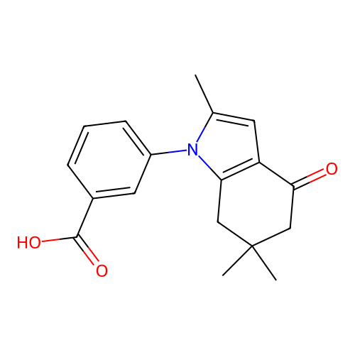 3-(2,6,6-trimethyl-4-oxo-4,5,6,7-tetrahydro-1H-indol-1-yl)benzoic acid structure
